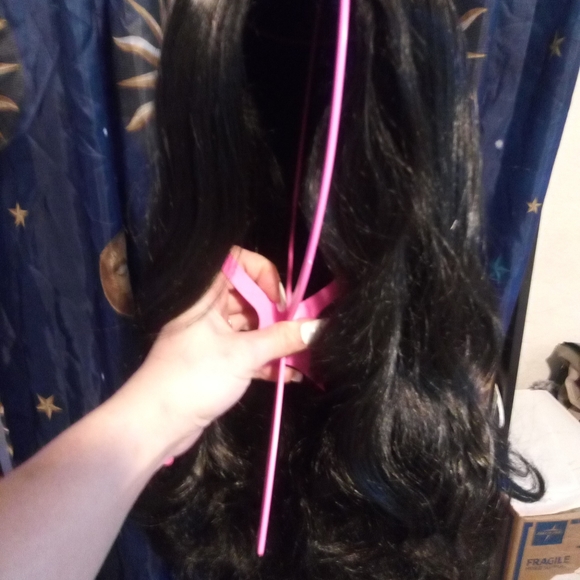 26" Human hair black wig - Picture 5 of 8